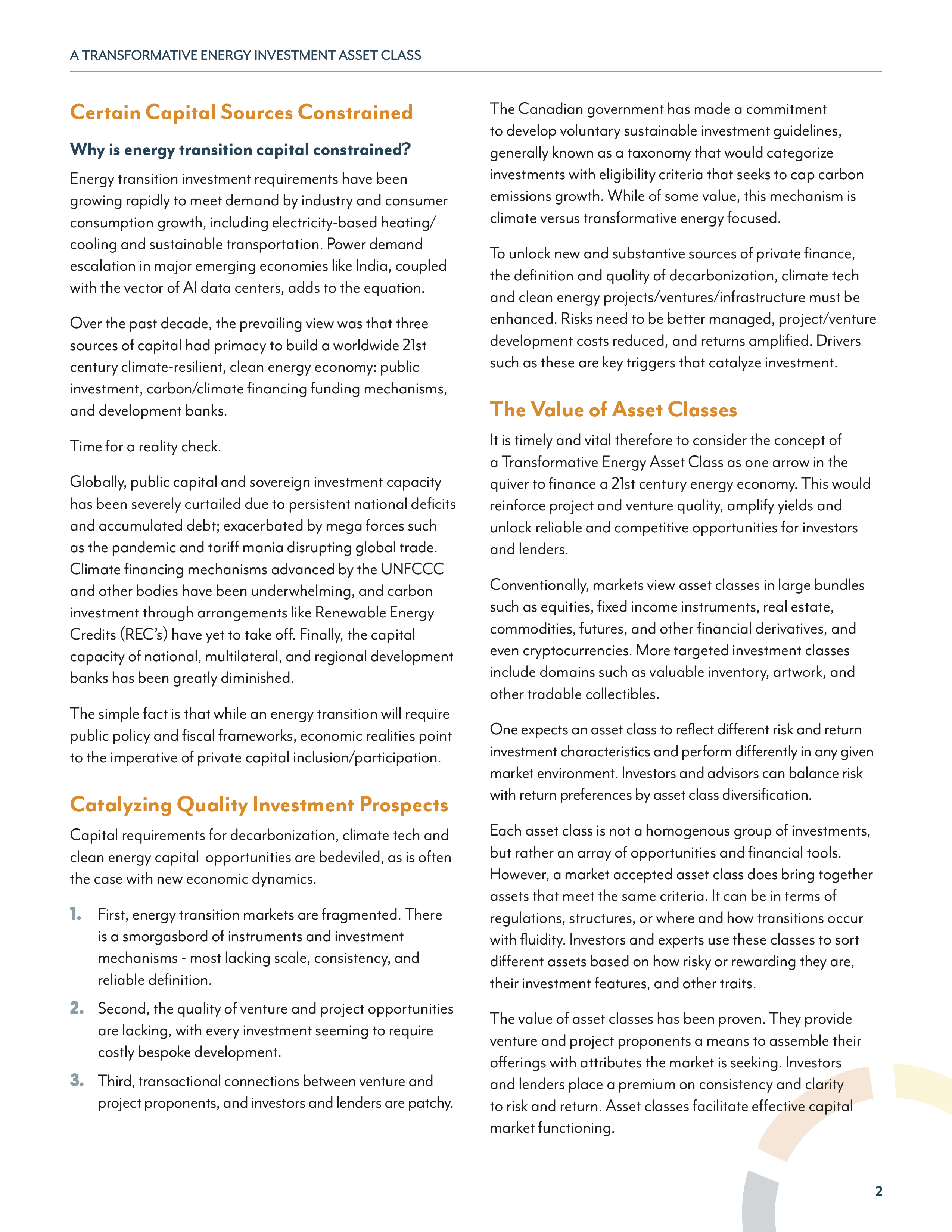 A Transformative Energy Investment Asset Class